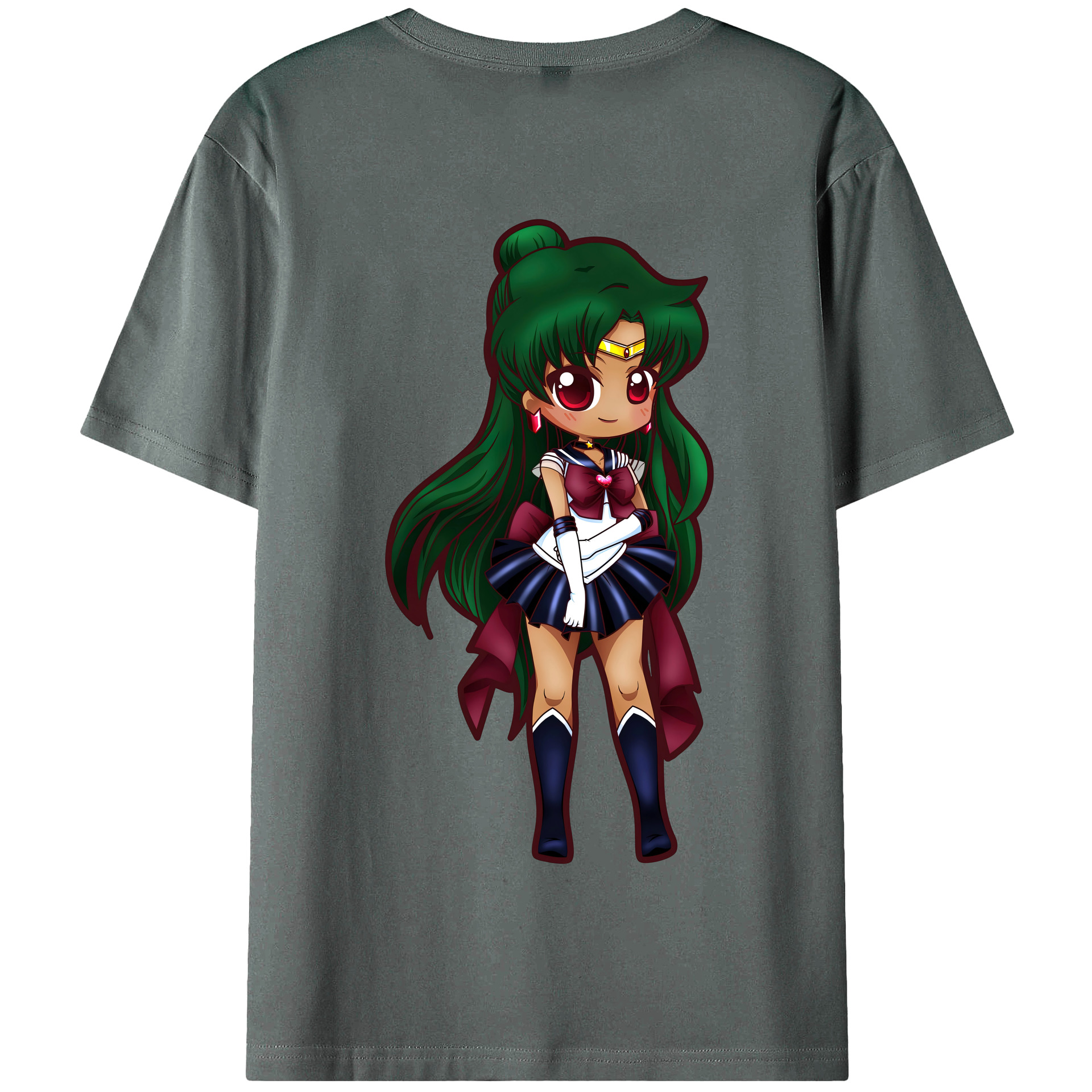 （画像用） 美少女戦士セーラームーン 冥王せつな Sailor Moon Meiou Setsuna 綿100％半袖Tシャツ（背面プリント）